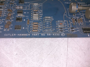 Cutler-Hammer 58-4332 Field Weakening/Speed Regulated Board Defective AS-IS