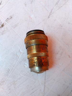 Bausch & Lomb Apochromat 4mm 0.95 47.5X Vintage Brass Microscope Objective AS-IS