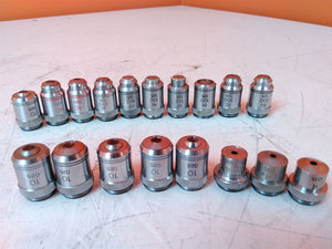 Lot of 18 Swift 4X 10X 40X 100X Microscope Objectives AS-IS