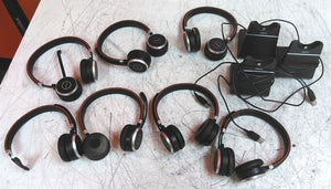 Defective Lot of 7 Jabra HSC018W Headsets and 3x DIV010 Charging Stands AS-IS